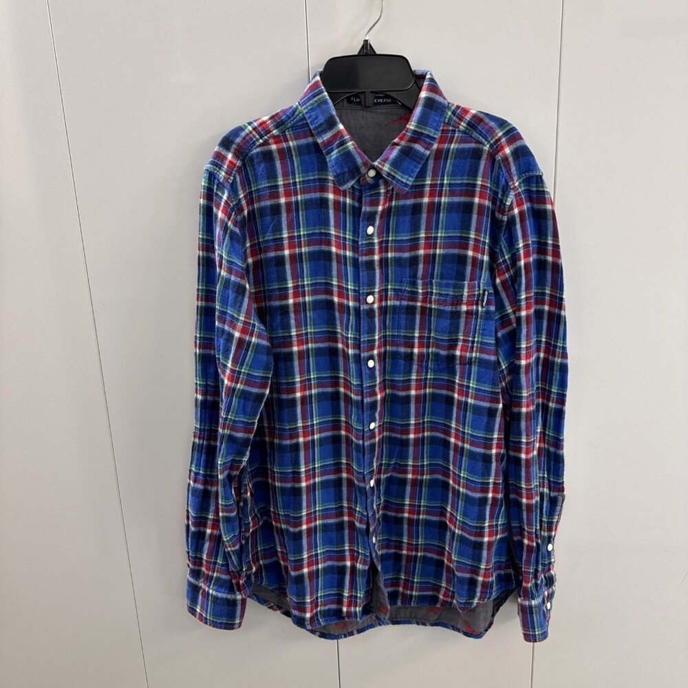 Chubbies Flip Reverse It Reversible Dinosaur Pearl Snap Button Plaid Shirt M